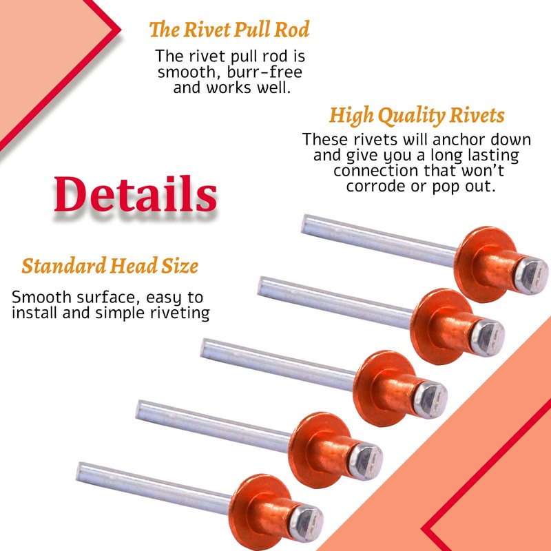 Hilitchi Dome Head Red Copper Blind Rivets Self-Plugging Open End
