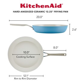 KitchenAid Hard Anodized Ceramic Nonstick Frying Pan/Skillet, 12.25 Inch, Blue Velvet