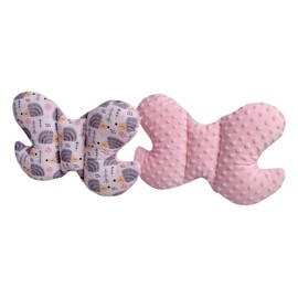 Medi Partners Head Cushion Children's Neck Support 100% Cotton / Minky Baby Neck Pillow for Car Pushchair Car Travel Sleep Neck Pillow Snooze Roll (Grey Hedgehog with Light Pink Minky)