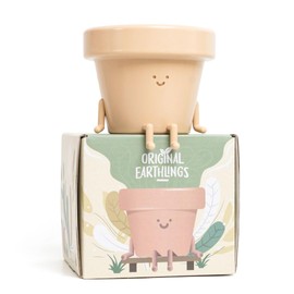 Sitting Indoor Plant Pot, Unique Cute Plastic Flower Pot with Face, 3.5 Inch Succulent/Cactus Gift Planter with Drainage Hole, Decorative Plant Pot, Novelty Planter (1x Sitting Pot)