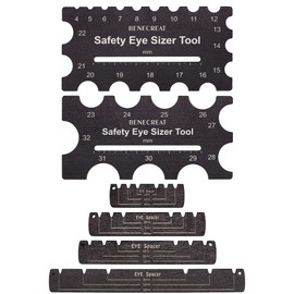 BENECREAT 6Pcs Wooden Safety Eyes Insertion Tool, 4~32mm Diameter Measuring Ruler Crochet Tool for DIY Craft, Plush Bear Eye Installation, Doll Making