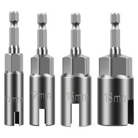 4 Pack Hex Shank Nut Driver Safe High Efficient Wing Nut Driver Sockets Easy to Use Slot Wing Nuts Drill Bit Sockets Time Saving Slot Wing nuts Drills Bits for Panel Nuts（4 Size: 10/12/16/18mm）