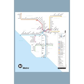 24x36 gallery poster, Los Angeles Metro Rail and Metro Transitway map