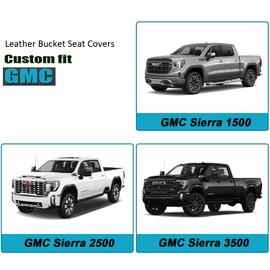 GIANT PANDA Front Car Seat Cover Customized Fit GMC 1500 2500 3500 Trucks Seat Protectors，Faux Leather (Black)