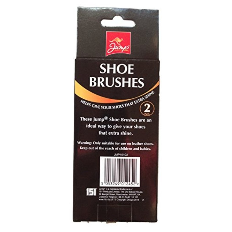 Jump Shoe Polishing Brushes 2 Pieces Pack Set, Black, NA