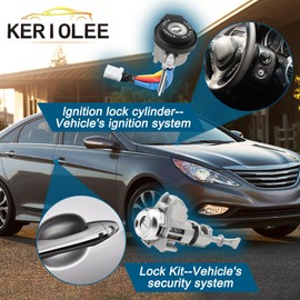 Ignition Switch & Door Lock Cylinder Set W/ 2Keys, Compatible with Kia Optima 2011-2015, Kia Rio 2013-2017, Replace 81970-2TA00,81900-1WK00 (6Pins)