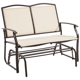 Yaheetech Outdoor Glider 2-Person Outdoor Glider Bench, Patio Chair, Rocking Patio Chairs Outdoor Loveseat for Backyard, Poolside, Garden,Porch, Heavy Duty Steel Frame, Beige