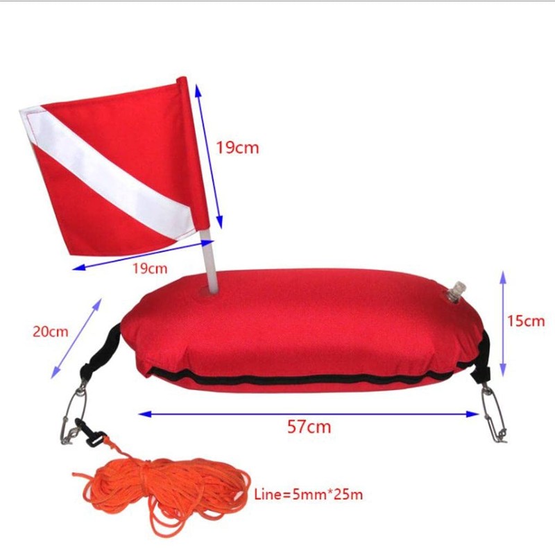 Durable Nylon Spearfishing Buoy Snorkeling Float Dive Flag Rope Line