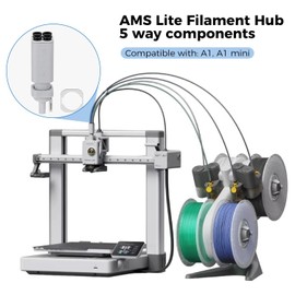 CCTREE Bamboo Original AMS Lite Filament Hub for A1, A1 Mini 3D Printers, 5-Way PTFE Tube Adapter, 4-in-1 Filament Splitter Connector Replacement Spare Parts