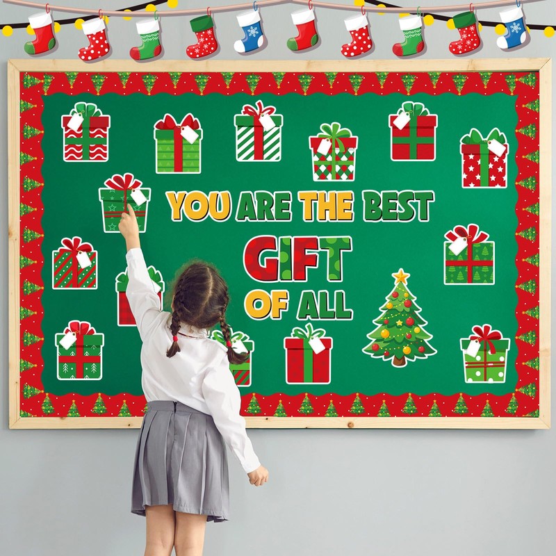 Moinchore 86 Pcs Christmas Bulletin Board with Christmas Tree Borders