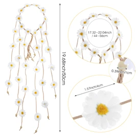 Daisy Flower Hippie Headband Floral Crown Sunflower Hair Accessories Sunflower Headband Women Adjust Flower Headdress for Bohemian Weddings, Parties, Photography