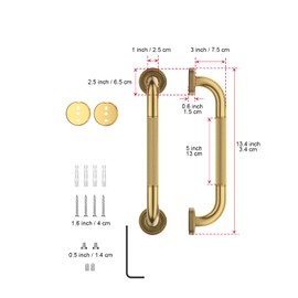 12 Inch Bronze Shower Grab Bar Gold, Munzong Antique Brass Bathroom Grab Bar w/Anti-Slip Knurled Grip, Bathroom Balance Bar, Safety Bath Handrail Support, Handicap Injury Elderly Senior Assist Handle