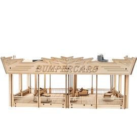 Coasterdynamix 3-D Bumper Cars Wooden Model Kit - Electric Motorized Building Puzzle Kit for Adults and Kids, Toy Puzzles and Mini Craft Decor Models for Jigsaw Assembly Projects