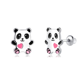 Girls' Earrings 925 Sterling Silver Post Hypoallergenic Screw Back with Safety Stud Earrings for Children Girls Women Jewellery, Sterling Silver, Zircon