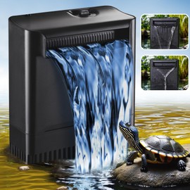 290GPH Turtle Tank Filter for 20-55 Gallon, Turtle Filter Low Water Level Available and Flow Adjustable, Turtle Water Filter for Shrimps Amphibians Turtle Tank Saltwater Freshwater Crystal Clear