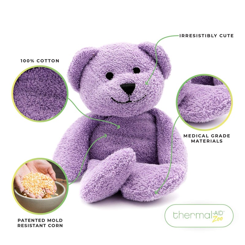 Thermal-Aid Zoo Animals - Tumble The Lavender Bear - Heatable