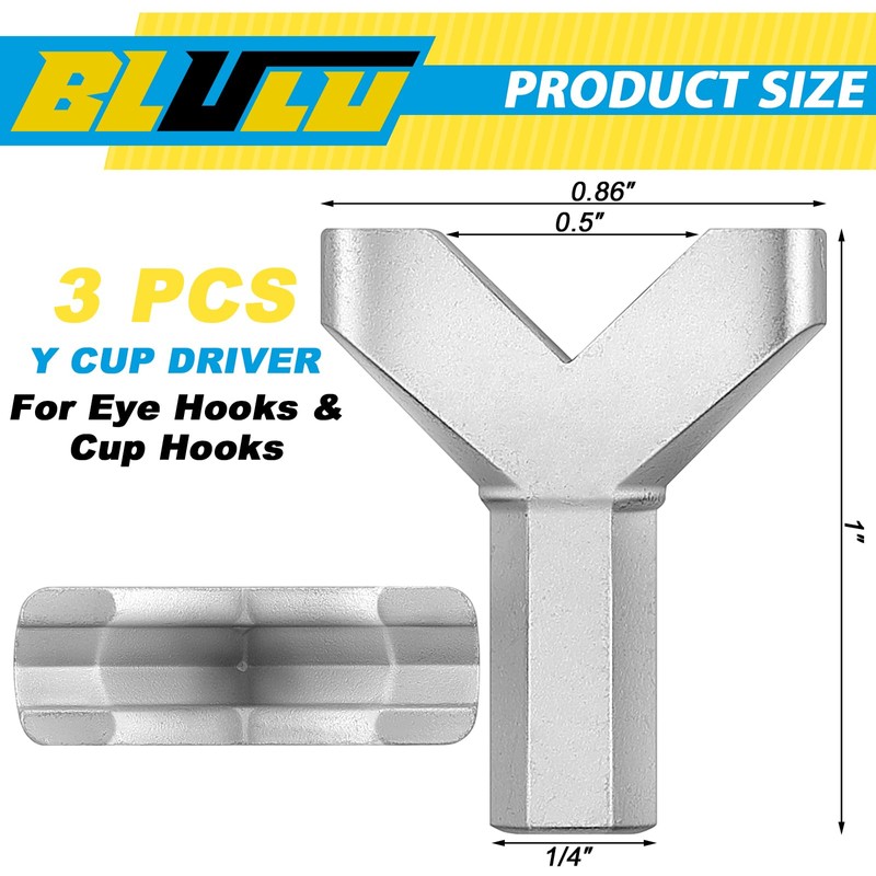 Blulu 3 Pcs Cup Hook Driver Y Shape Cup Hook