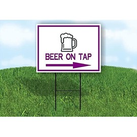 BEER ON TAP PURPLE ARROW RIGHT - Single Sided Yard Sign ROAD SIGN with Stand