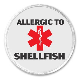Allergic to SHELLFISH 3" Sew On Patch Medical Alert Symbol Allergy Health