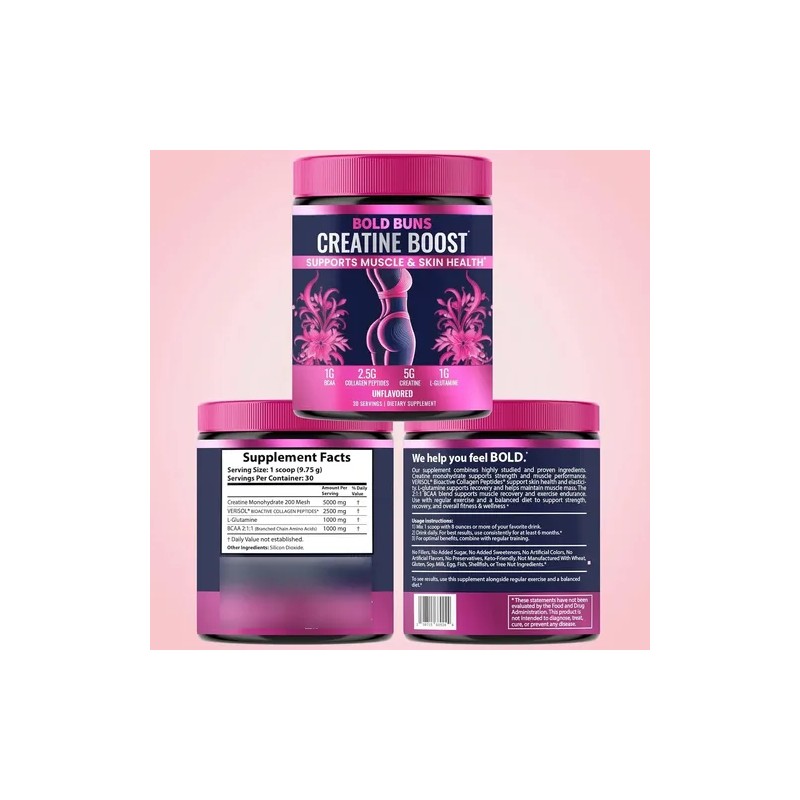 Pack 2 Bold Buns Creatine For Women Supplement With Collagen