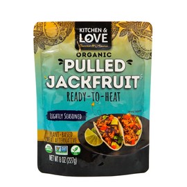 Kitchen and Love, Jackfruit Lightly Seasoned, Organic, Fully Cooked, Versatile Plant Based Meat Alternative, Gluten Free, 90 seconds, High in Fiber, Non GMO Verified, Kosher, Vegan, 8 Oz (Pack of 3)