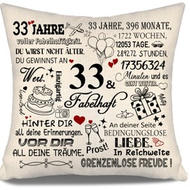 33 Years Full Fabulous Pillowcase for Birthday 33 Years Old Women Men Sister Friends Coworkers Girlfriend Wife 33rd Birthday Gift 10-100 Years Old Birthday Pillow Cases (33)