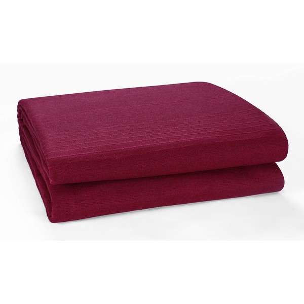 EHC Classic Rib Cotton Throw, Sofa Bed Throw Bedspread - 150cm x 200cm (60" x 80") Fits most 2 seater Sofas Settee Arm Chair & Single Bed Throw, Wine