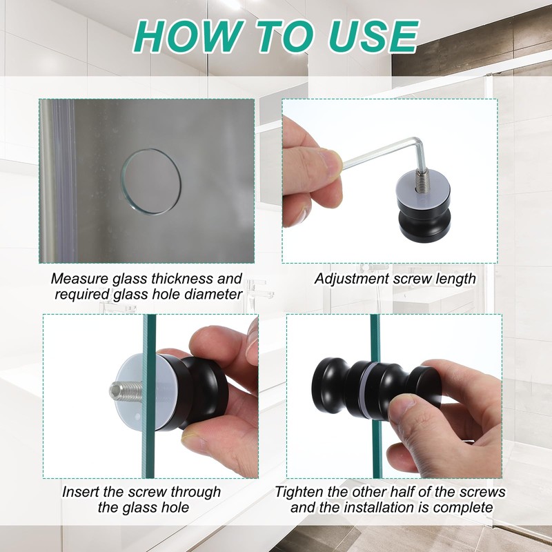PATIKIL Glass Shower Door Handle, Aluminum Alloy Back-to-Back Shower Door