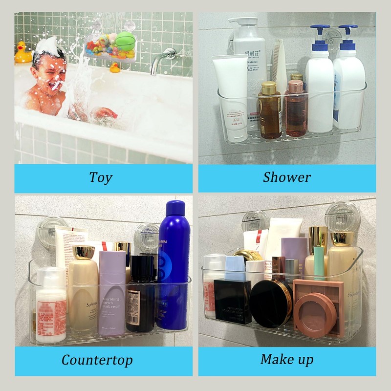 Trsury 2PCS Bath Toy Storage Holder for Bathtub, Clear Bath