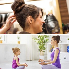 Hair Donut Bun, Hair braiding device Bun, 2PCS Hairs Increase Doughnut Shaper for Thick and Long Hairs (Black, One size)