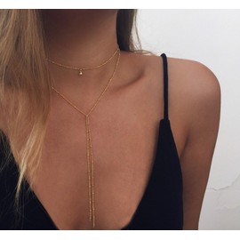 Stocking Stuffers Gifts for Women Long Gold Necklace for Women Dainty Lariat Y Necklace Elegant Layer Necklace Jewelry for Gift