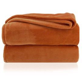 heimtexland Cuddly Blanket, Fluffy Flannel Blanket, Warm OEKO-TEX Bedspread Throw, Sofa Blanket, Lint-Free Fleece Blanket, Super-Soft XXL Blanket, Type 380, 220 x 240 cm, Copper