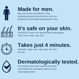 No Hair Crew At Home Body Hair Removal Cream for Men w/ Ginseng, Painless 200ml