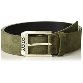 HUGO Mens Smooth Suede Casual Belt, Stone Green, 30 US