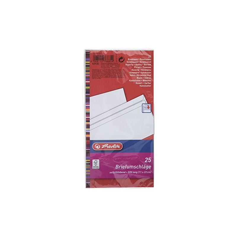 herlitz Envelopes DIN Long without Window Pack of 25