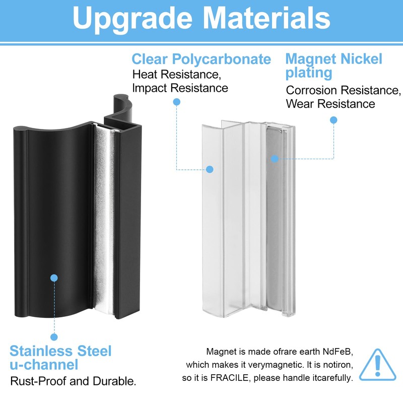 Shower Door Magnet 3" Black Frameless Shower Door Handle