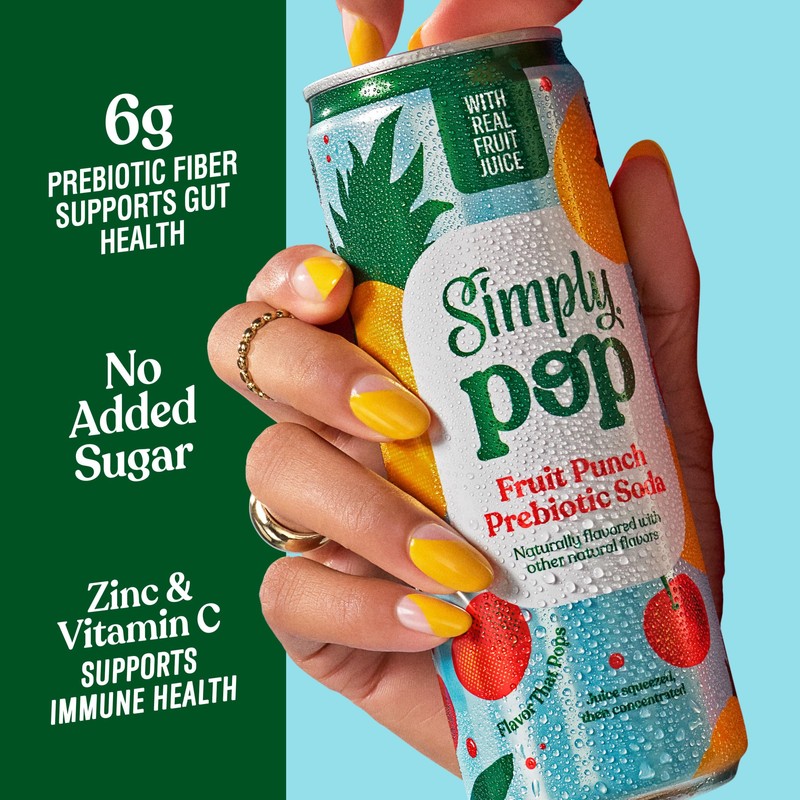Simply POP Prebiotic Soda Fruit Punch Cans, 12 fl oz,