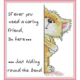 Amiiba Stamped Cross Stitch Kits, Cute Animal Kitten DIY 11CT 7.1x7.8 inch (Cat)