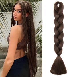 Benehair Braids Extensions, Jumbo Synthetic Hair for Braiding, Box Braids, Hair Extension Braid Hair for Braiding, Brown Hair Braids Extension for Women, Girls, Brown, 60 cm