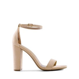 DREAM PAIRS Women's Hi-Chunk High Heel Pump Sandals,Size 8,Nude/Suede,HI-CHUNK