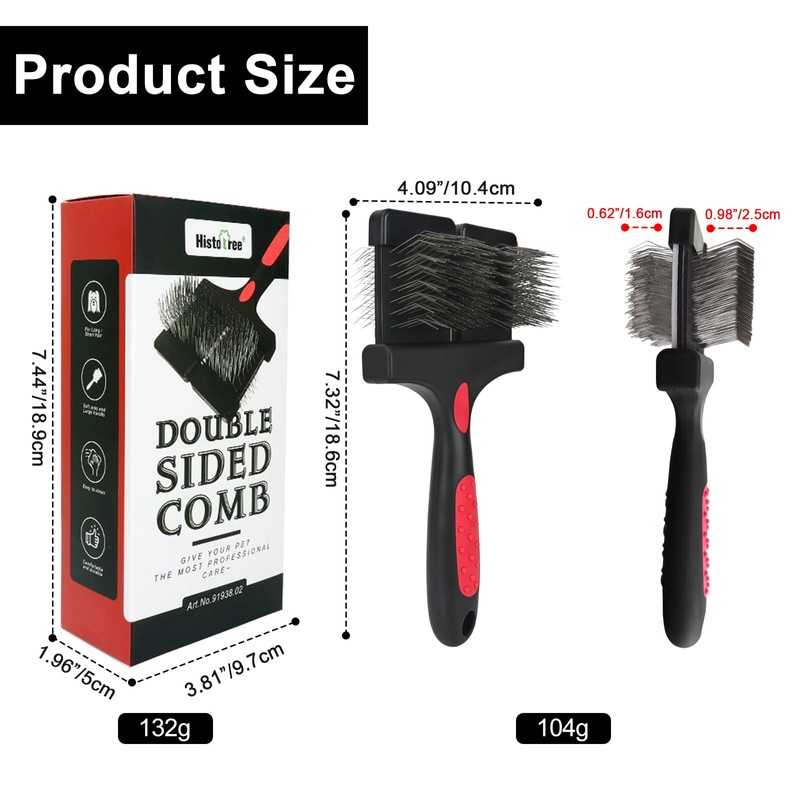 Dual Flexible Slicker Brush for Dogs&Cats Double-Sided Dog Brush