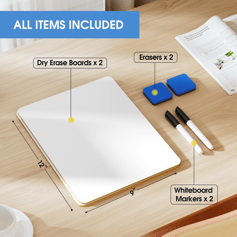 MaxGear Small White Board 2 Pack Dry Erase Boards, 9''x