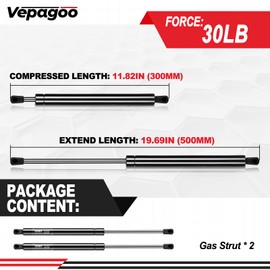 Vepagoo C1609786 Gas Struts 20 Inch 30lb/133N Shock Spring Lift Support for RV Bed Heavy Lid Truck Cover Camper Trailer Door Mattress Storage Boat Hatch,Set of 2