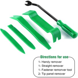 LivTee 5 pcs Auto Trim Removal Tool Kit, No Scratch Plastic Pry Tool Kit - Interior Door Panel Clip Fastener Removal Set for Vehicle Dash Radio Audio Installer (Green)