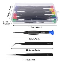 18PCS Mini Screwdriver Set, Small Screwdriver Set with 2 Tweezers and Storage Case, Micro Watch Repair Kit in Different Size for Eyeglass Computer Electronics Jewelry Watches