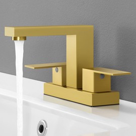 KES Brushed Gold Bathroom Faucet, Bathroom Sink Faucet 4-inch Centerset Brushed Gold Bathroom Faucet with Supply Lines SUS304 Stainless Steel, L4150LF-BZ [Fits All States, California Included]