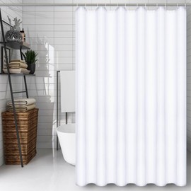 PEVA Shower Curtain Liner with 3 Magnets, White Heavy Duty Waterproof Washable Bathroom Shower Curtain Liner with 12 Hooks, Rust Proof Metal Grommets Holes (72" W x 72" L)
