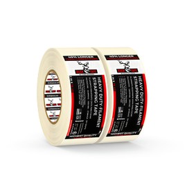 2 Pack Buck Strapping Tape 2 Inch x 30 Yds (90ft) - 5.5Mil Thickness, Heavy Duty Industrial Grade Mono Directional Fiberglass Reinforced Filament Tape with Synthetic PET Adhesive for Secure Packing