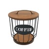 MFBJXC Round Coffee Pods Holder with Wooden Lid and Base,Wire
