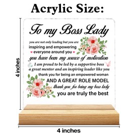 Boss Lady Gifts for Boss Female Thank You Appreciation Boss's Day Christmas Retirement Going Away, to My Boss Lady Acrylic Clear Desk Decorative Sign Decor